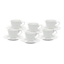 Conjunto De 6 Xícaras De Chá Com Pires Em Porcelana Maldivas Fio Dourado 180Ml Wolff Conjunto De 6 Xícaras De Chá Com Pires Em Porcelana Maldivas Fio Dourado 180Ml Wolff