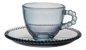 Conjunto de 6 Xicaras de Chá Com Pires Hauskraft Linha Pearl Cinza 230ml