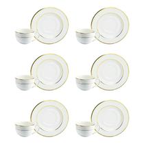 Conjunto de 6 Xícaras de Chá com Pires Ouro Conjunto de 6 Xícaras de Chá com Pires Ouro