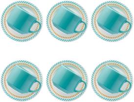 Conjunto de 6 xícaras de chá Donna Louros Biona jogo com xícara e pires cerâmica