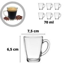 Conjunto de 6 Xícaras De Vidro Para Café Chá 70ML