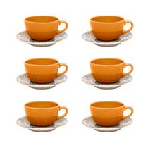 Conjunto de 6 xícaras grandes 200ml com pires unni castello oxford pracasa Conjunto de 6 xícaras grandes 200ml com pires unni castello oxford pracasa