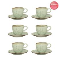 Conjunto de 6 Xícaras Grandes 220ml Com Pires Ryo Bambu