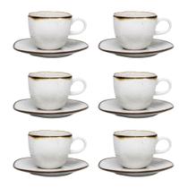 Conjunto de 6 Xícaras Grandes 220ml Com pires Ryo Maresia