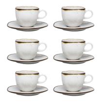 Conjunto de 6 Xícaras Grandes 220ml Com pires Ryo Maresia