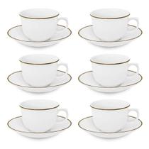 Conjunto de 6 Xícaras Grandes 240ml com Pires Flamingo Sofia