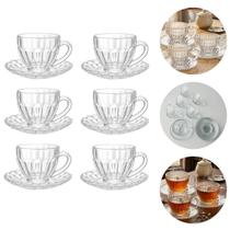 Conjunto de 6 xícaras para Chá e Café em Cristal Siena 210ml com Pires Transparente Conjunto de 6 xícaras para Chá e Café em Cristal Siena 210ml com Pires Transparente