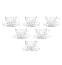 Conjunto de 6 Xícaras Rocks com Pires de Vidro 185ml