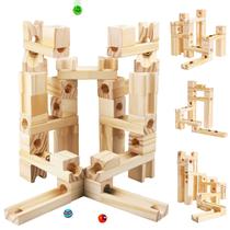 Conjunto de 60 peças de madeira Marble Run Onshine para crianças de 4 a 8 anos
