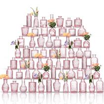 Conjunto de 64 pequenos vasos de cristal cor-de-rosa sortidos