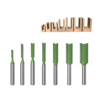 Conjunto De 7 Brocas De Router Dado Retas De 1/4" Com Haste Dupla E Simples, Diâmetro De Corte De