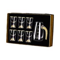 Conjunto De 7 Copos De Cristal Dourado Sem Chumbo, Caixa De Presente Para Vinho, Vodka, Conhaque E