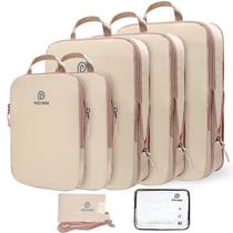 Conjunto de 7 Cubos de Compressão PFEYRPK para Mala - Cor Caqui