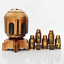 Conjunto de 7 dados de bala poliédrica de metal com recipiente de cilindro giratório em forma de míssil - recipiente de dados em forma de torpedo estilo Cyberpunk de 2025 para jogos de mesa com temas de ficção científica, guerra ou crime de D&D (dourado) Conjunto de 7 dados de bala poliédrica de metal com recipiente de cilindro giratório em forma de míssil - recipiente de dados em forma de torpedo estilo Cyberpunk de 2025 para jogos de mesa com temas de ficção científica, guerra ou crime de D&D (dourado)