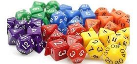 Conjunto de 7 Dados de RPG Cores Aleatórias