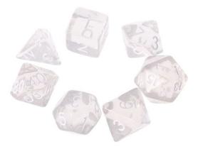 Conjunto de 7 Dados de RPG Transparente Conjunto de 7 Dados de RPG Transparente