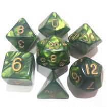 Conjunto de 7 Dados de RPG Verde Claro Marmorizado