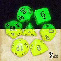 Conjunto de 7 Dados Fluorescentes Amarelo - RPG Conjunto de 7 Dados Fluorescentes Amarelo - RPG