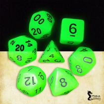 Conjunto de 7 Dados Fluorescentes Verde - RPG
