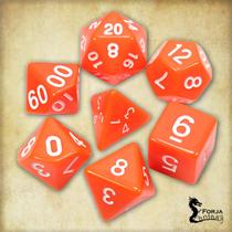 Conjunto de 7 dados- Laranja com Branco - RPG