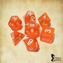 Conjunto de 7 dados- Laranja Translúcido - RPG Conjunto de 7 dados- Laranja Translúcido - RPG