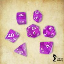 Conjunto de 7 dados- Lilás Translúcido - RPG