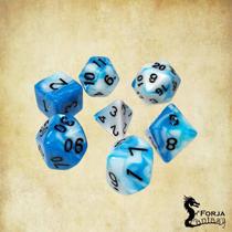Conjunto de 7 dados- Mesclado Azul-Branco - RPG Conjunto de 7 dados- Mesclado Azul-Branco - RPG