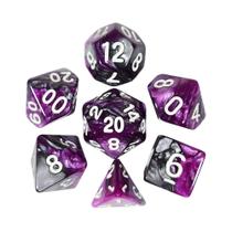 Conjunto de 7 dados - Mesclado Púrpura-Cinza - RPG - T&G