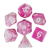 Conjunto de 7 dados- Mesclado Rosa-Branco - RPG