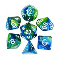 Conjunto de 7 dados- Mesclado Verde-Azul - RPG - T&G