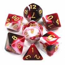 Conjunto de 7 dados- Mesclado Vermelho-Branco - RPG Conjunto de 7 dados- Mesclado Vermelho-Branco - RPG