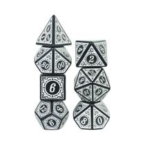 Conjunto De 7 Dados Poliedricos D4 D6 D8 D10 D12 D20 Para Jogos De RPG Com Padrões Texturizados