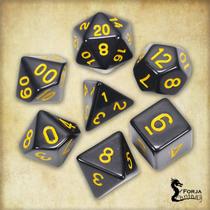 Conjunto de 7 dados- Preto com amarelo - RPG