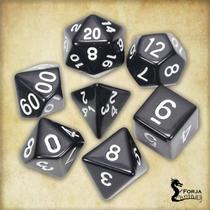 Conjunto de 7 dados- Preto com branco - RPG