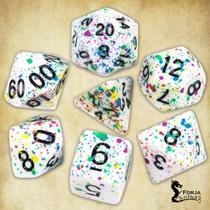 Conjunto de 7 dados- Respingos Coloridos - RPG Conjunto de 7 dados- Respingos Coloridos - RPG