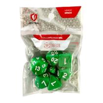 Conjunto de 7 Dados RPG Opaco Verde e Branco Central