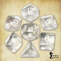 Conjunto de 7 dados- Transparente Translúcido - RPG