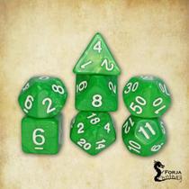 Conjunto de 7 dados- Verde Claro 2 Marmorizado - RPG