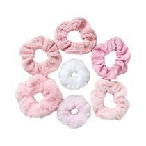 Conjunto De 7 Elásticos De Cabelo De Pelúcia Femininos, Faixas De Cabelo Sólidas, Prendedores De