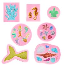 Conjunto de 7 pacotes de moldes de chocolate de silicone com tema de praia GROBRO7