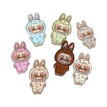 Conjunto De 7 Patches De Tecido De Animais De Desenho Animado Labubu Autoadesivos Para Calças Jeans