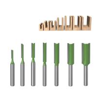 Conjunto De 7 Peças De Brocas Para Router De Madeira Com 2 Lâminas, Fresadora De Carboneto De