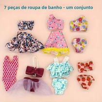 Conjunto De 7 Peças De Roupas De Banho Para Bonecas De 30cm, Acessórios De Praia De Verão Feitos À Conjunto De 7 Peças De Roupas De Banho Para Bonecas De 30cm, Acessórios De Praia De Verão Feitos À
