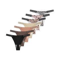 Conjunto De 7 Peças De Tanga Feminina Com Estampa De Leopardo E Cristais, Cintura Baixa, Macio,