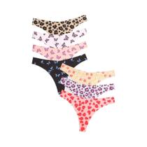 Conjunto De 7 Peças De Tanga Sexy Ultra Macia Com Estampa De Leopardo, Lingerie Respirável Conjunto De 7 Peças De Tanga Sexy Ultra Macia Com Estampa De Leopardo, Lingerie Respirável