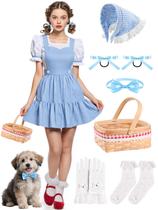 Conjunto de 7 peças de vestido Costume Loscola Storybook Blue Gingham Conjunto de 7 peças de vestido Costume Loscola Storybook Blue Gingham