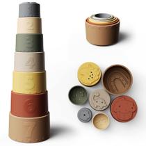Conjunto de 7 peças Stacking Cups Toy Moonkie, divertido e educacional para mais de 6 meses