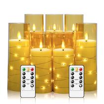 Conjunto de 7 velas sem chama Eebuss com cordão de estrelas