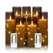 Conjunto de 7 velas sem chama Eebuss with Star String com controle remoto