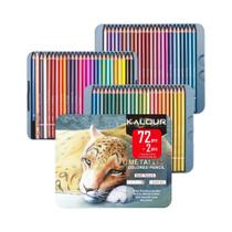 Conjunto De 72 Lápis De Cor Metálicos Com Núcleo Macio À Base De Óleo Em Caixa De Lata Para
